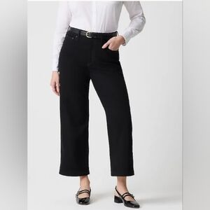 J.Crew Curvy Wide Leg Crop Jeans 29T Black Mid- Rise All-Day Stretch NWT Classic
